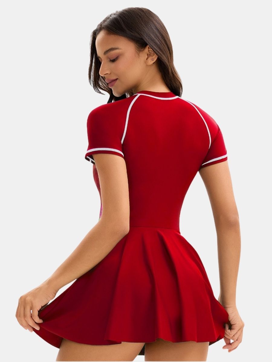 Front Zip Athletic One-piece Women Sports Swimdress