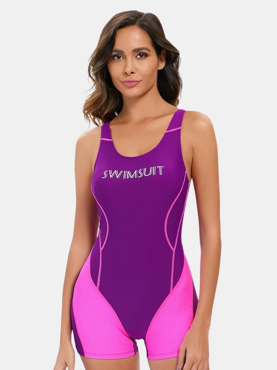 Open Back Boyleg Athletic Jumpsuit One-piece Women Sports Swimwear