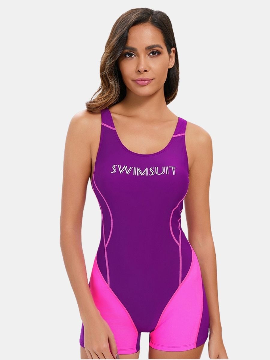 Open Back Boyleg Athletic Jumpsuit One-piece Women Sports Swimwear