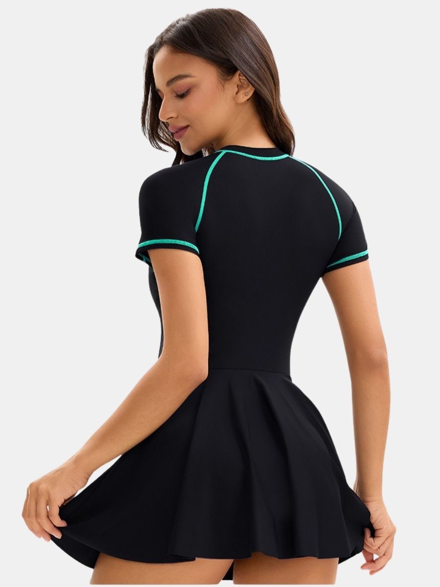 Front Zip Athletic One-piece Women Sports Swimdress