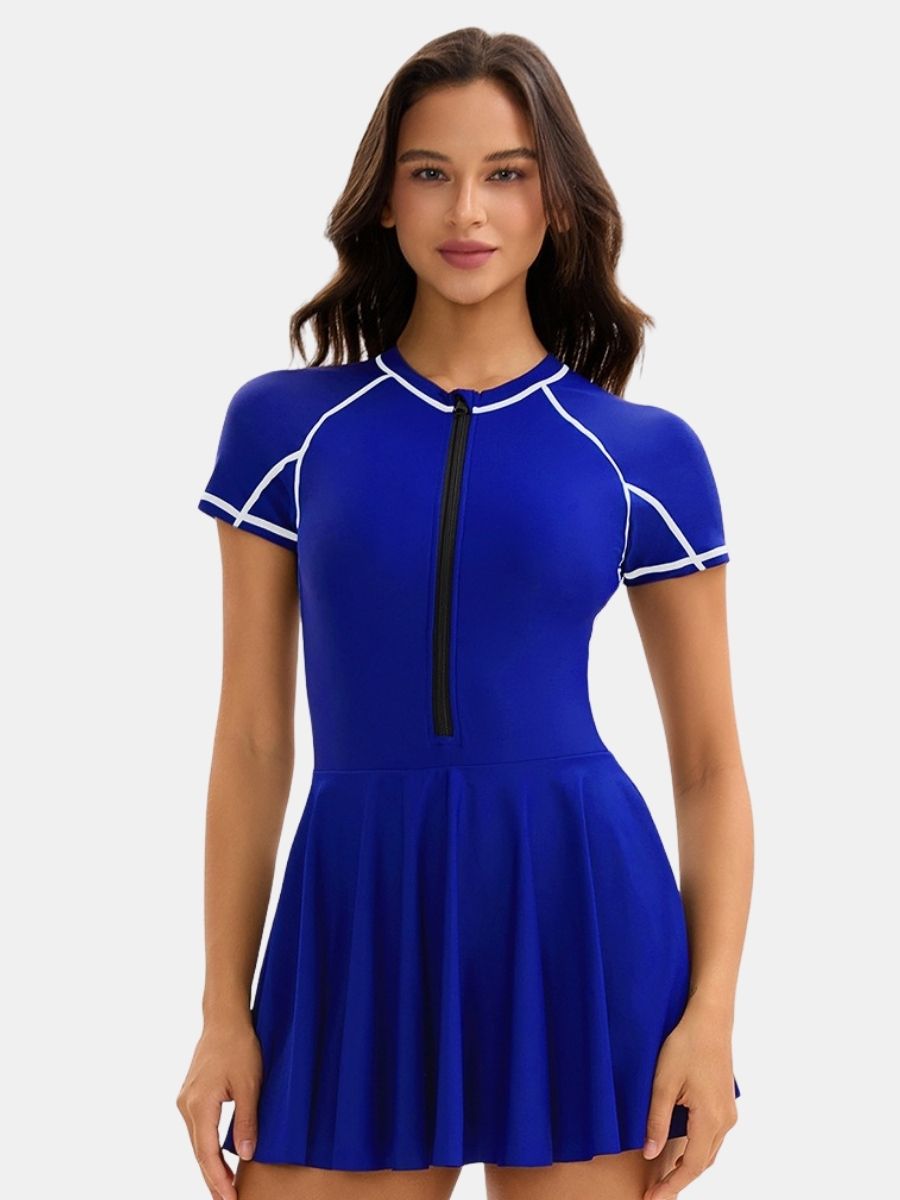 Front Zip Athletic One-piece Women Sports Swimdress