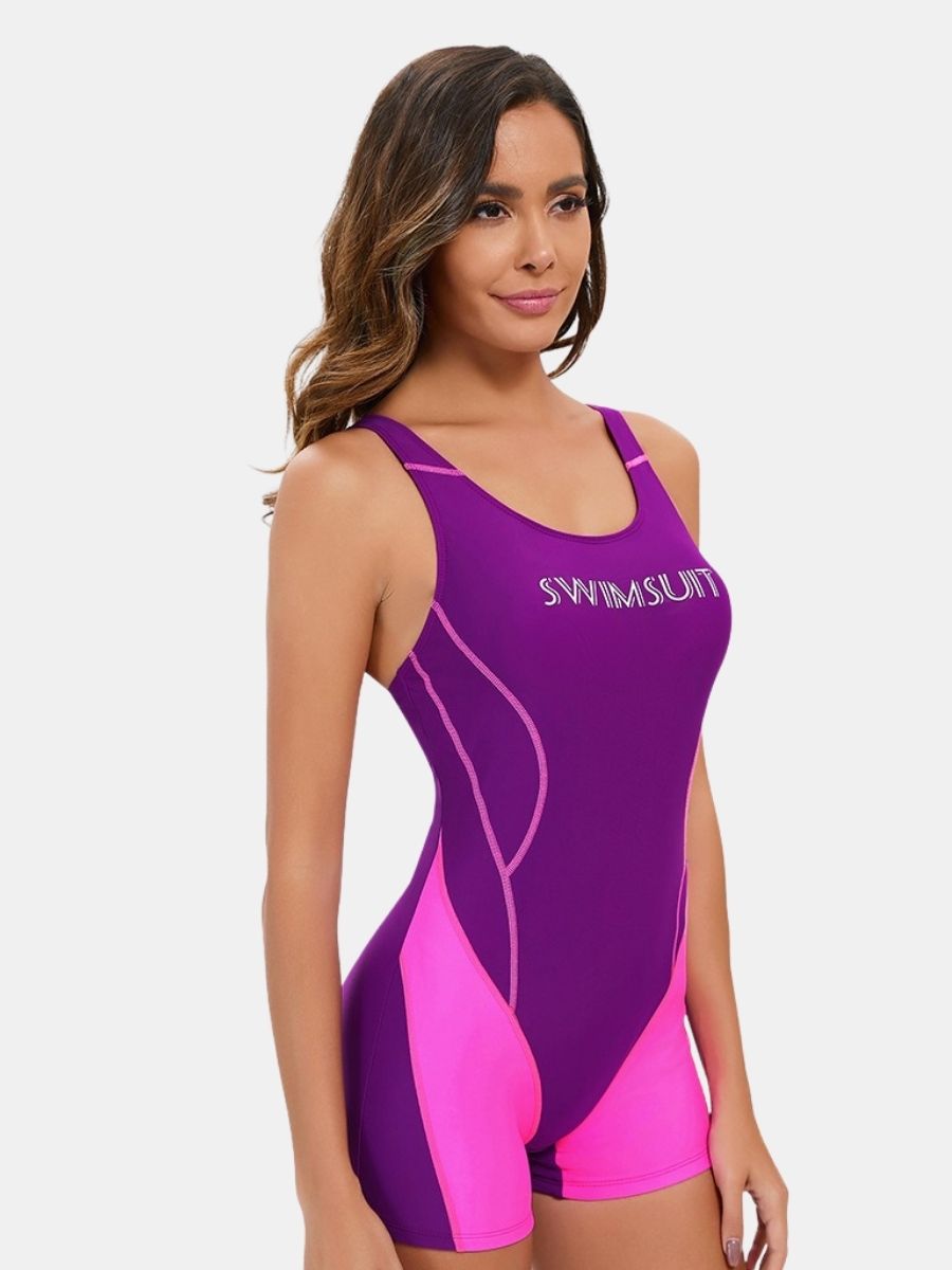 Open Back Boyleg Athletic Jumpsuit One-piece Women Sports Swimwear
