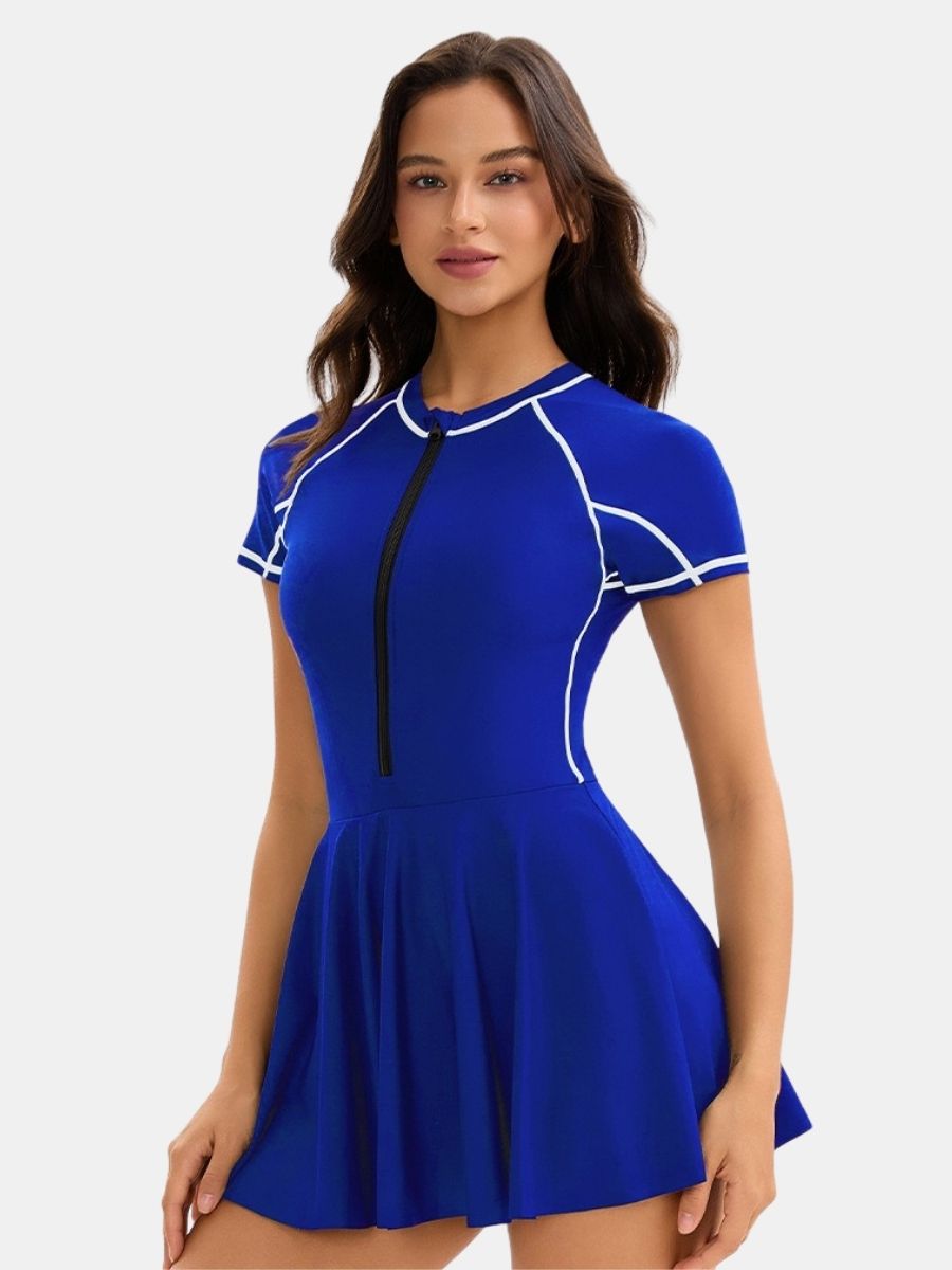Front Zip Athletic One-piece Women Sports Swimdress