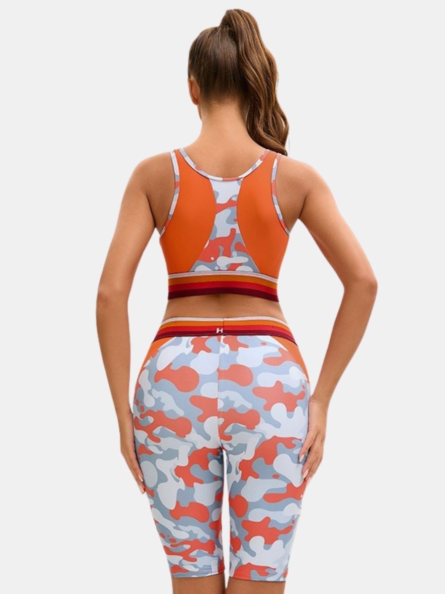 Floral Print Athletic Two-piece Women Sports Swimsuit