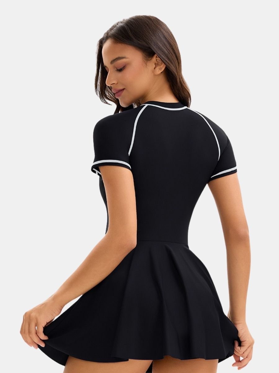 Front Zip Athletic One-piece Women Sports Swimdress