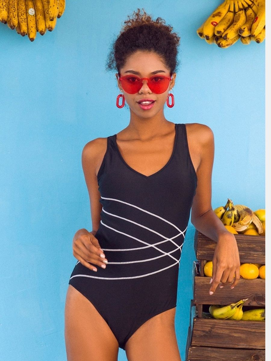 Lace Up One-piece Women Sports Swimsuit