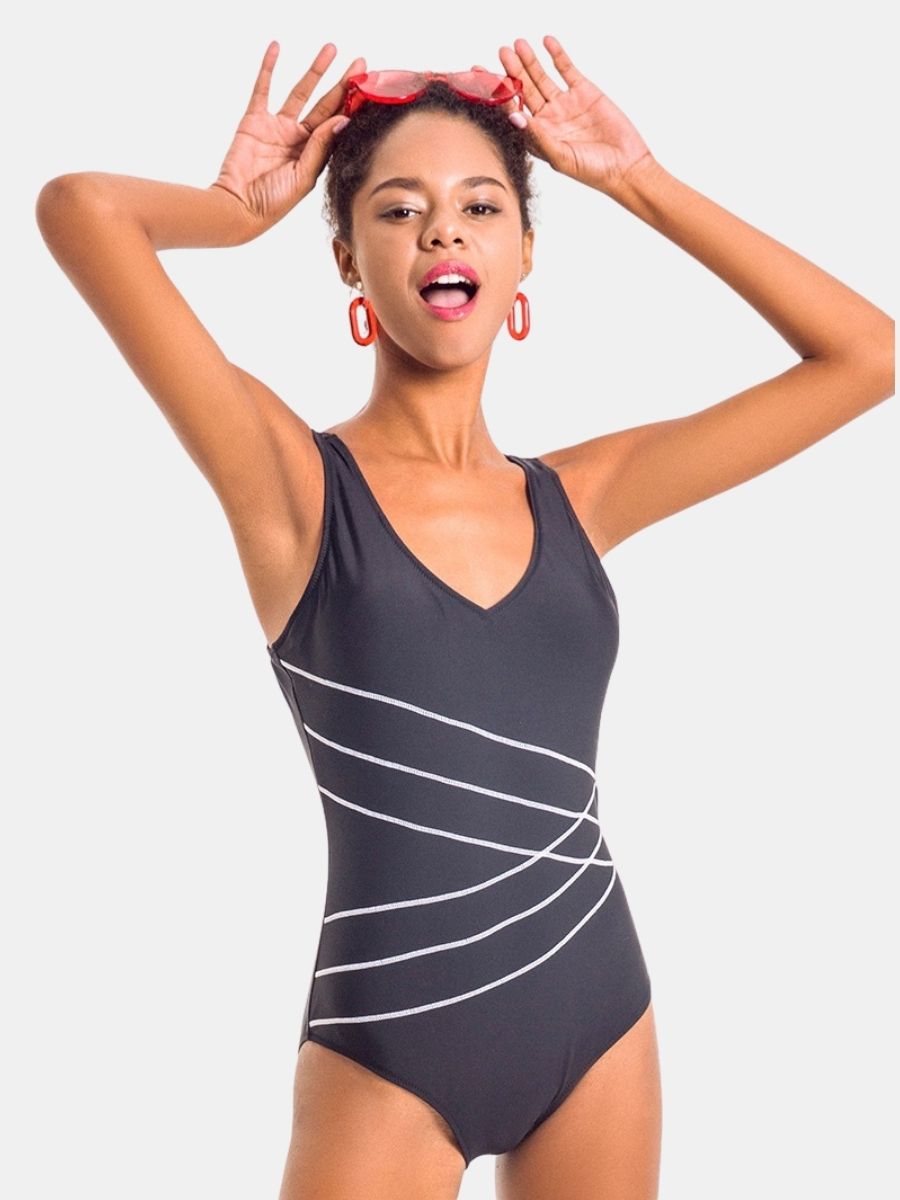 Lace Up One-piece Women Sports Swimsuit