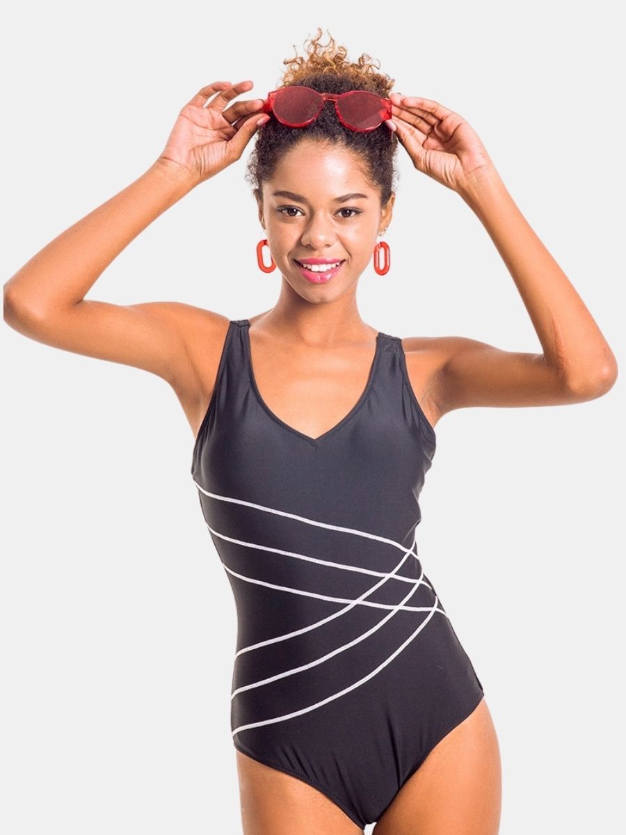 Lace Up One-piece Women Sports Swimsuit
