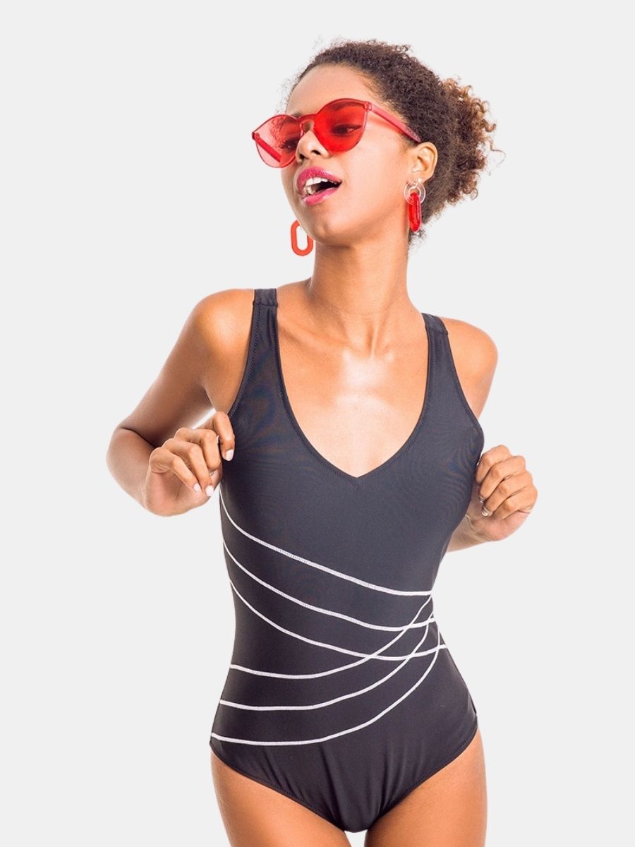 Lace Up One-piece Women Sports Swimsuit