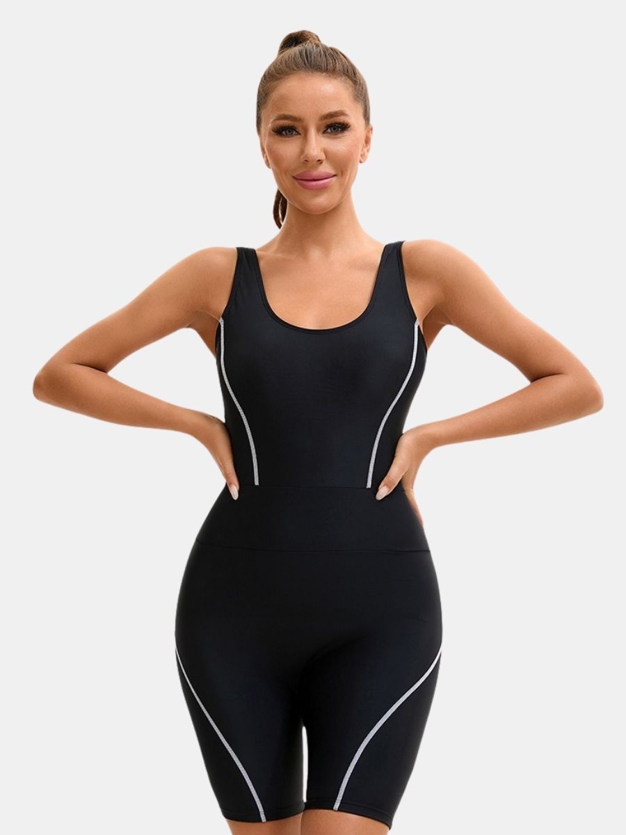 Boyleg U Neck Athletic Jumpsuit Women One-piece Sports Swimsuit