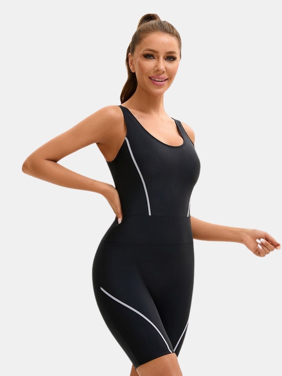 Boyleg U Neck Athletic Jumpsuit Women One-piece Sports Swimsuit