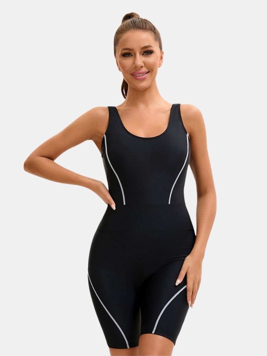 Boyleg U Neck Athletic Jumpsuit Women One-piece Sports Swimsuit