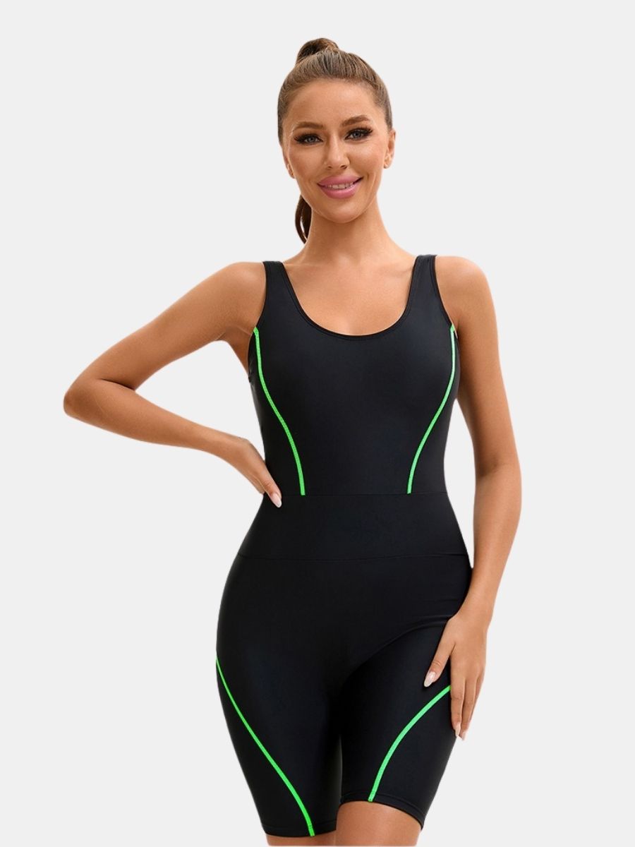 Boyleg U Neck Athletic Jumpsuit Women One-piece Sports Swimsuit