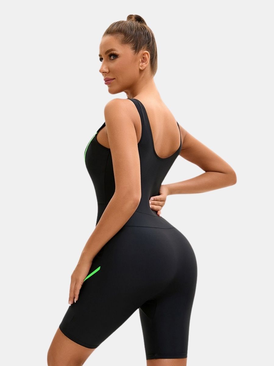 Boyleg U Neck Athletic Jumpsuit Women One-piece Sports Swimsuit