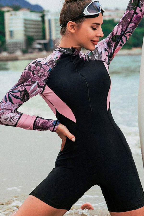 Colorblock Quick-Drying Long Sleeved Boxer Wetsuit