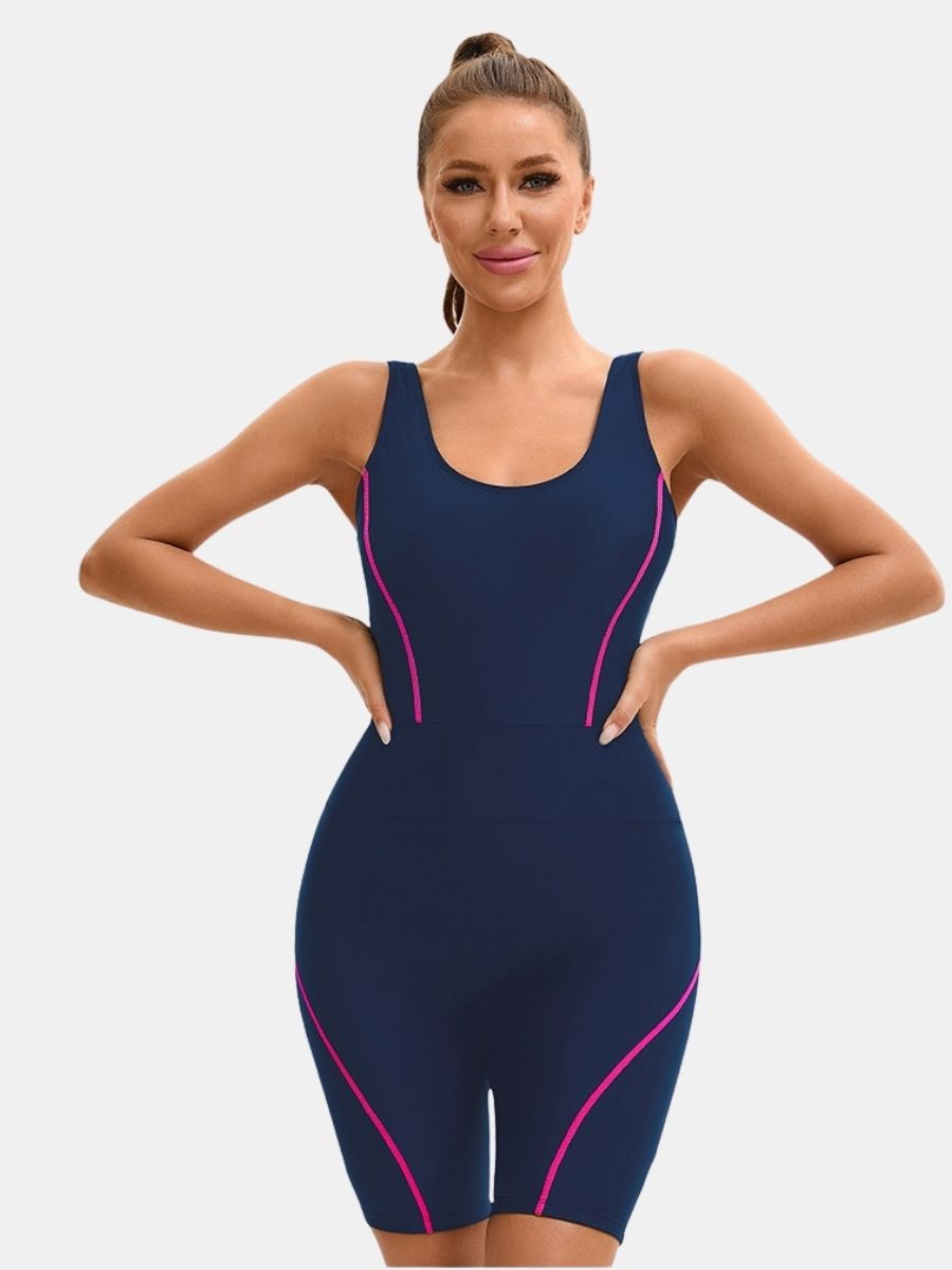 Boyleg U Neck Athletic Jumpsuit Women One-piece Sports Swimsuit