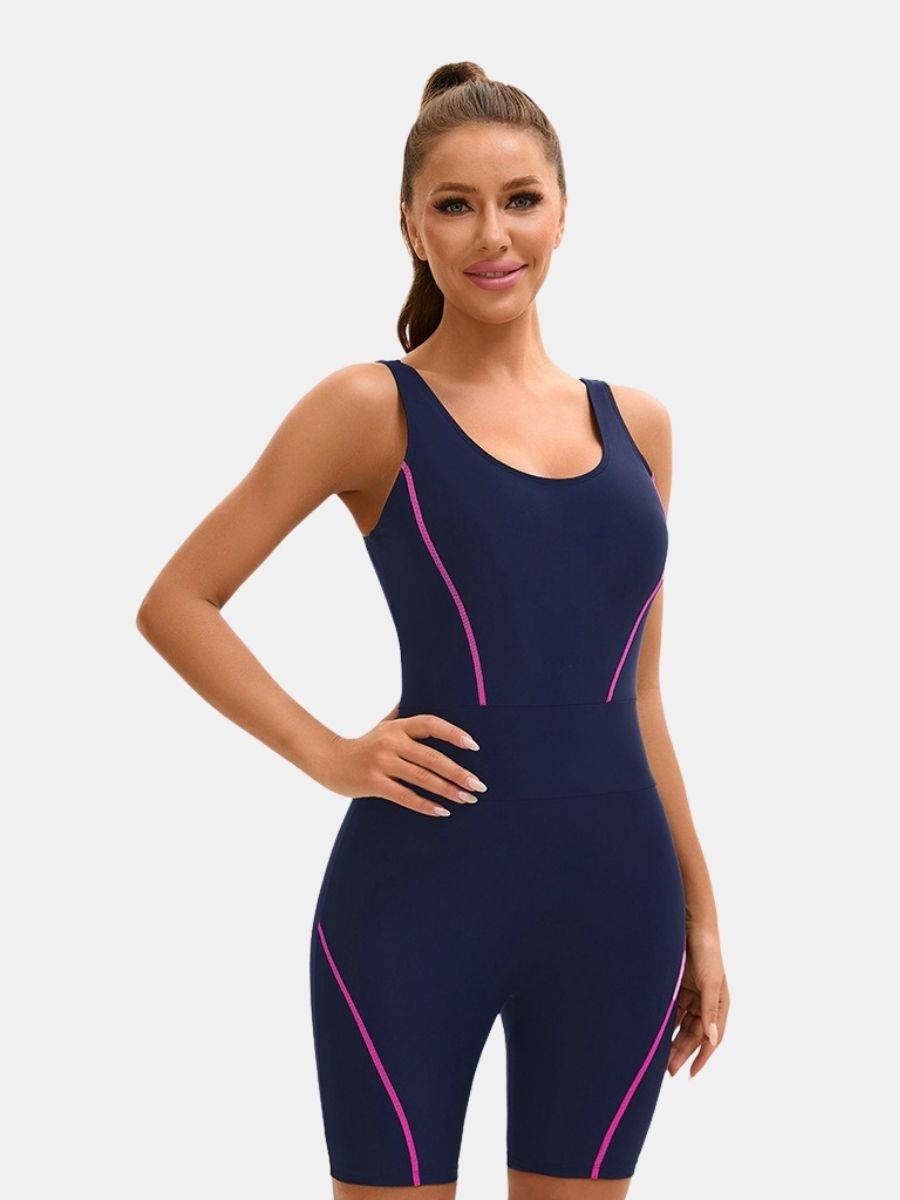Boyleg U Neck Athletic Jumpsuit Women One-piece Sports Swimsuit