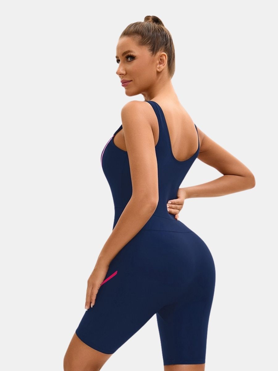 Boyleg U Neck Athletic Jumpsuit Women One-piece Sports Swimsuit