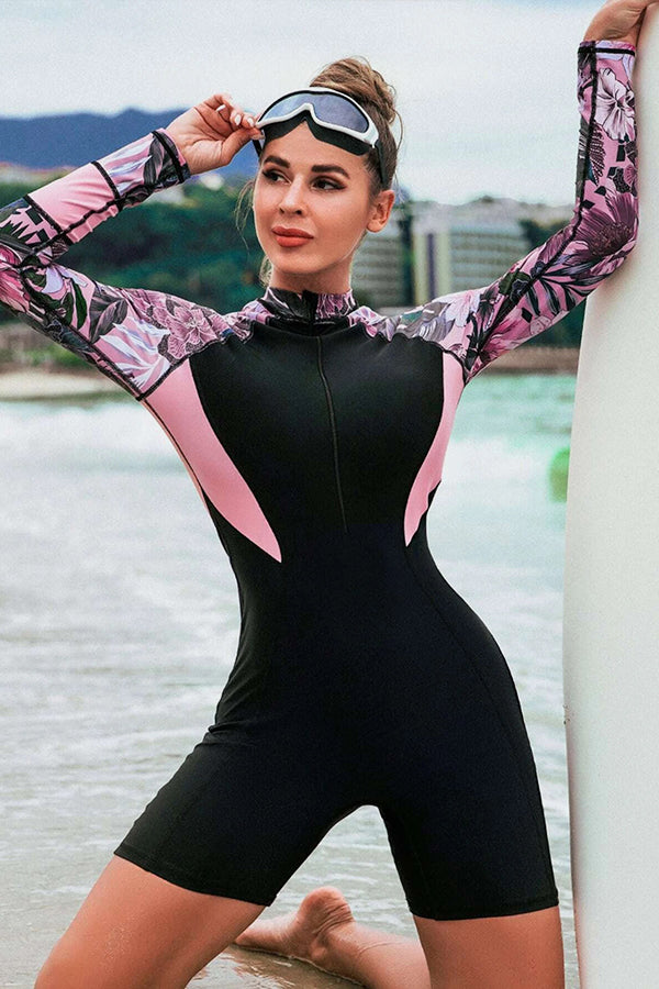 Colorblock Quick-Drying Long Sleeved Boxer Wetsuit