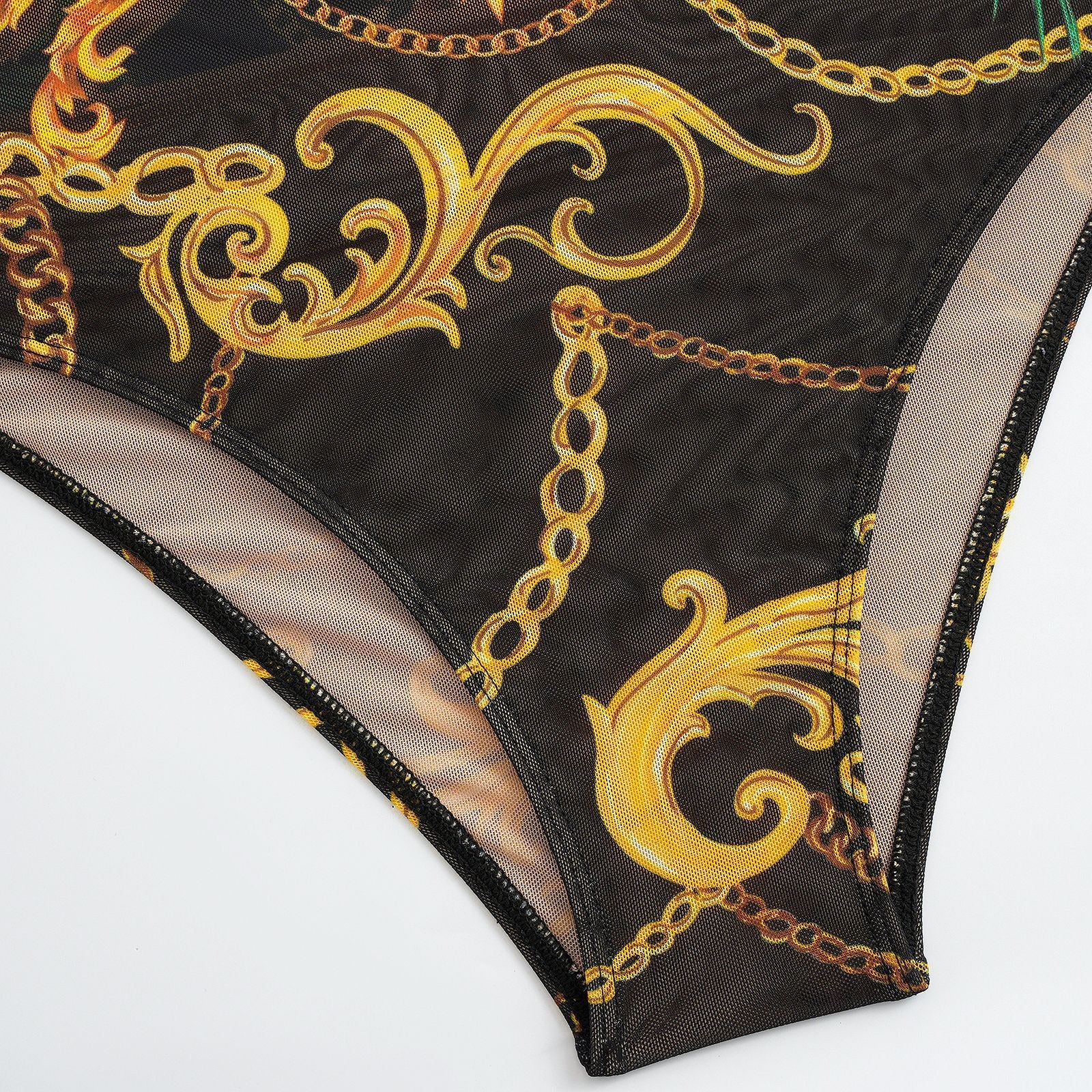 Boho Black Floral Print Women Long Sleeve UPF50+ Rash Guard Swimsuit