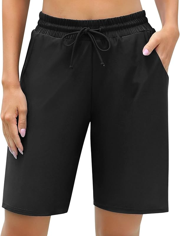 UPF 50+ High Waisted Women Swim Shorts With Pockets