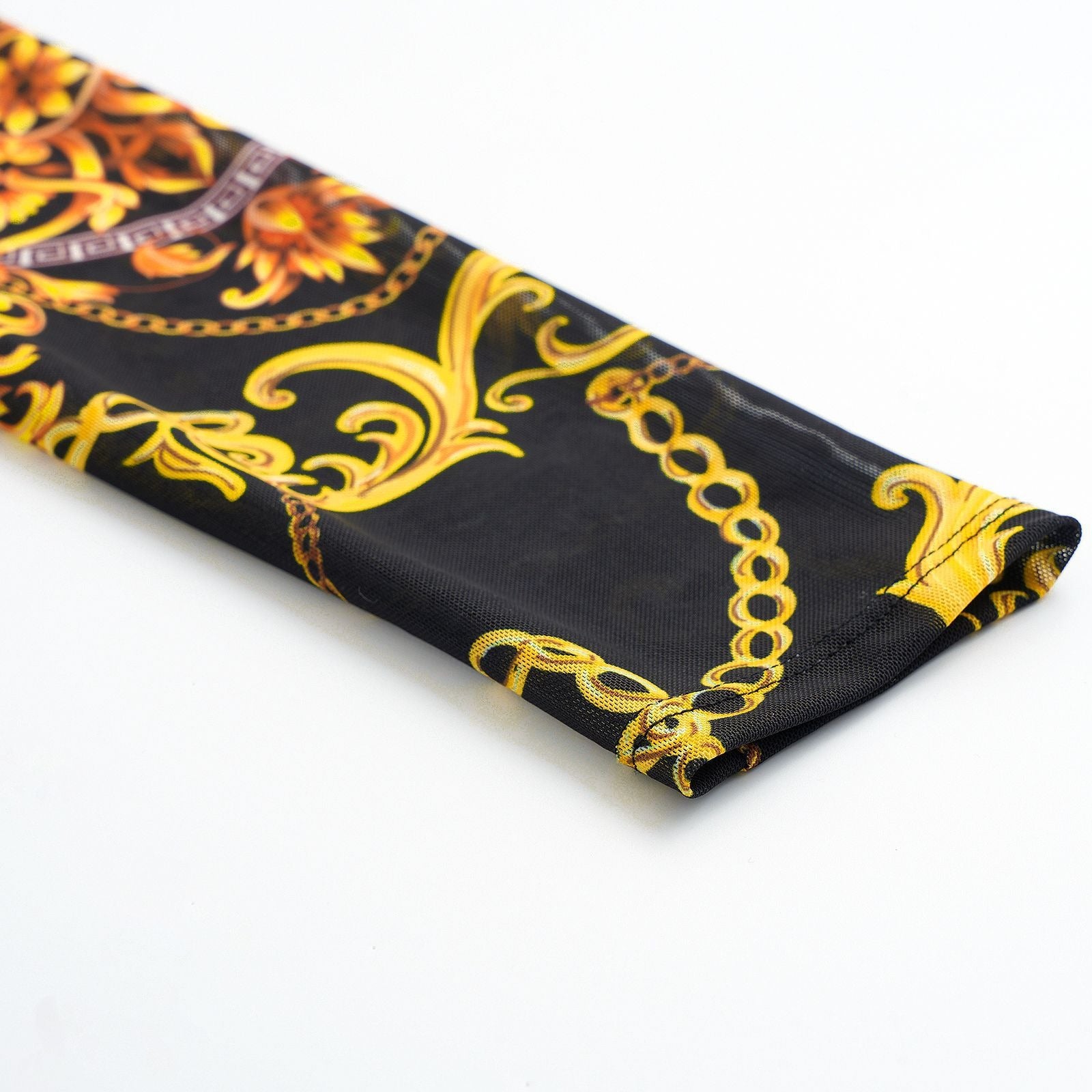 Boho Black Floral Print Women Long Sleeve UPF50+ Rash Guard Swimsuit