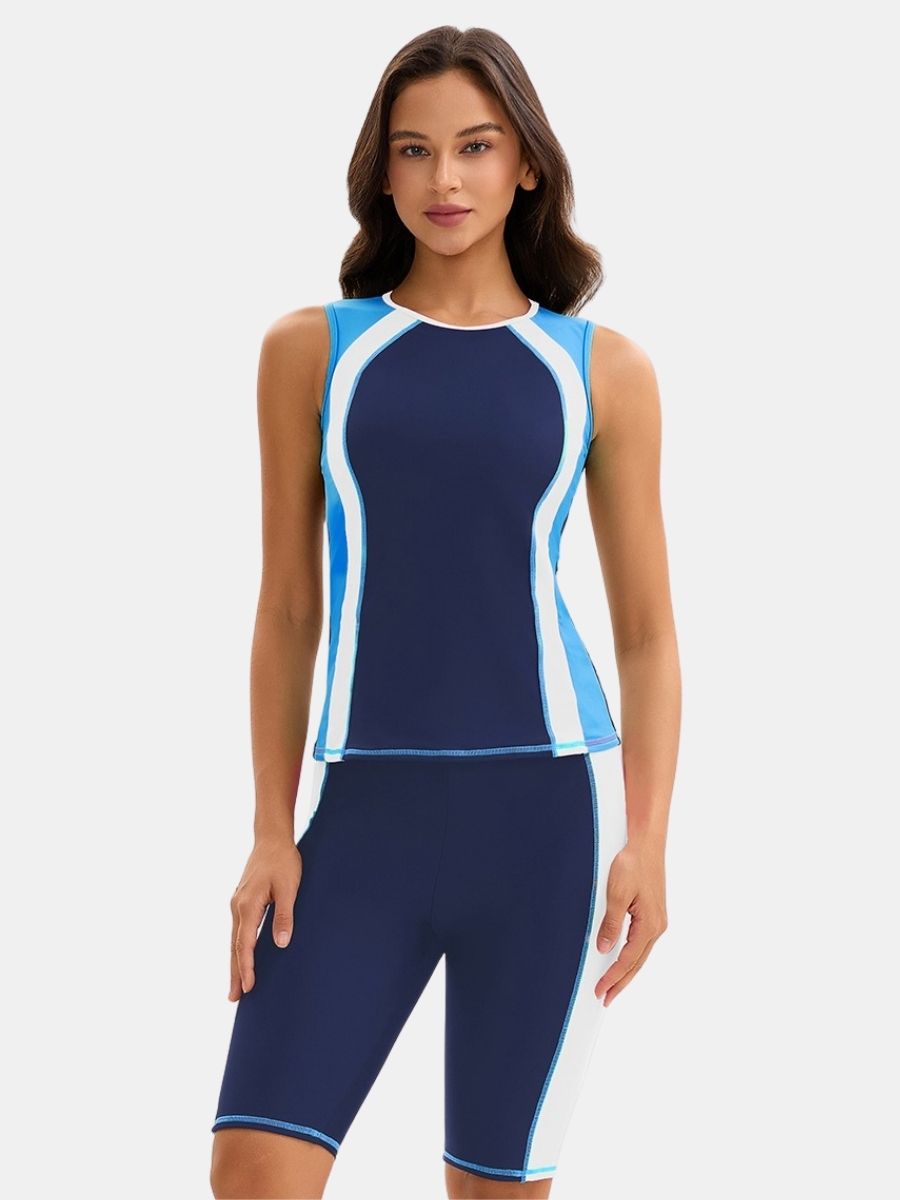 Cut Out Sleeveless Athletic Jumpsuit Women Two-pieces Sports Swimsuit