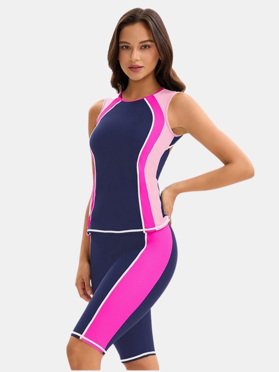 Cut Out Sleeveless Athletic Jumpsuit Women Two-pieces Sports Swimsuit