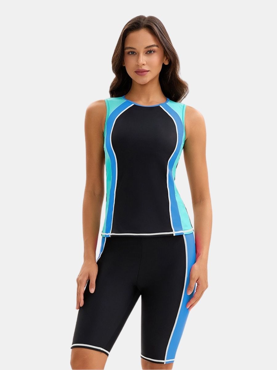 Cut Out Sleeveless Athletic Jumpsuit Women Two-pieces Sports Swimsuit