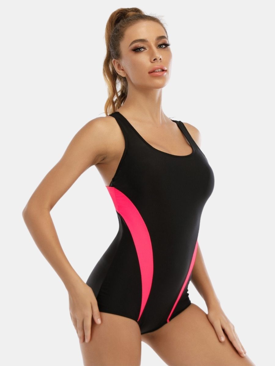 Criss Cross U Neck Athletic One-piece Women Sports Swimsuit