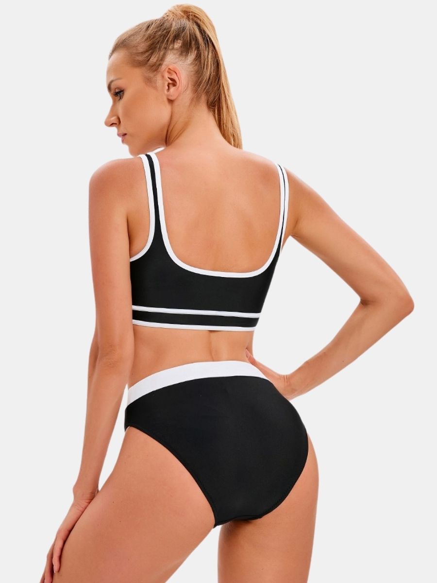 Athletic Colorblock Two-pieces Women Sports Swimsuit