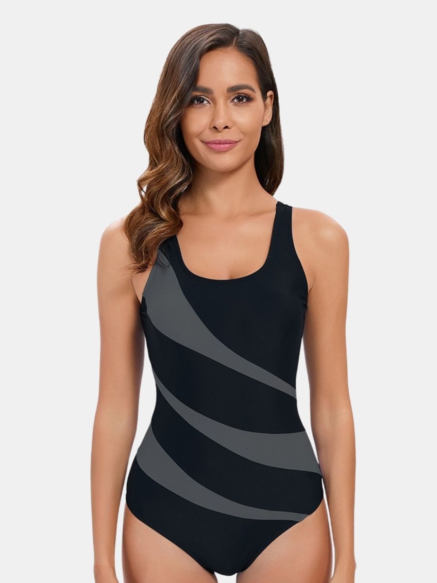 Colorblock Athletic One-piece Women Sports Swimsuit