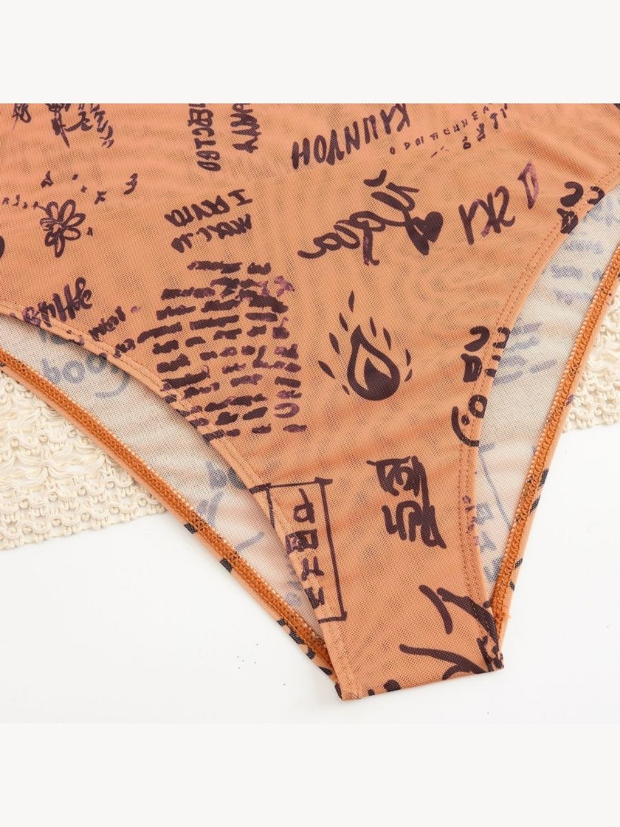 Gold Print UPF 50+ Front Zip Long Sleeve Women Rash Guard Swimsuit