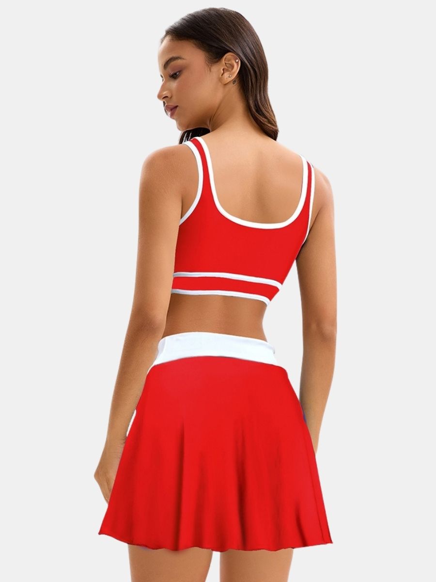 Colorblock High Waist Women Athletic One-piece Sports Swimdress