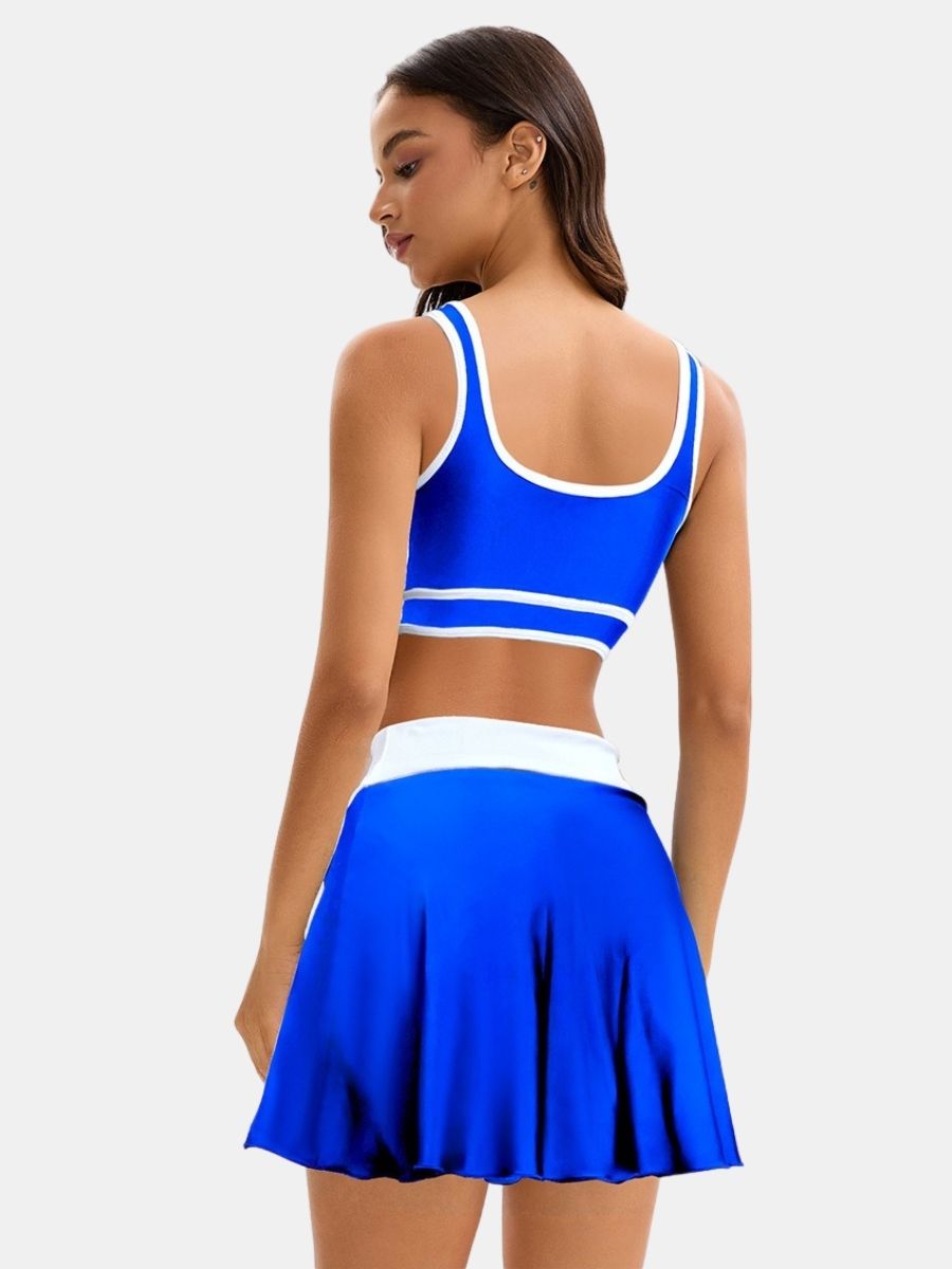 Colorblock High Waist Women Athletic One-piece Sports Swimdress