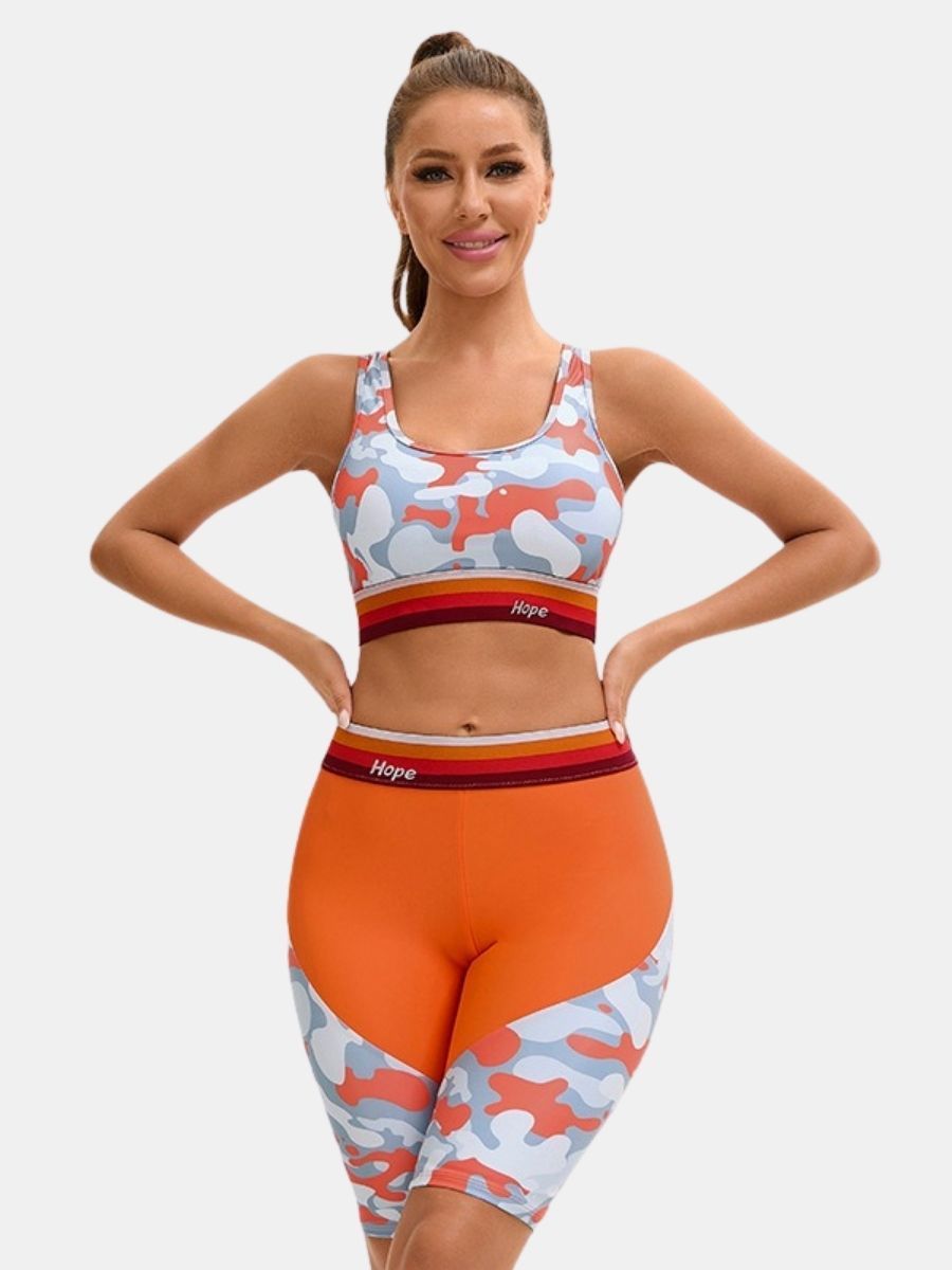 Floral Print Athletic Two-piece Women Sports Swimsuit
