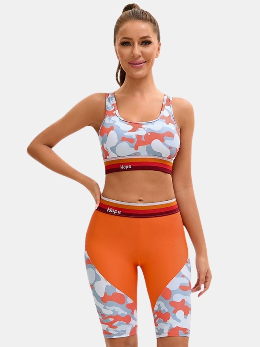 Floral Print Athletic Two-piece Women Sports Swimsuit