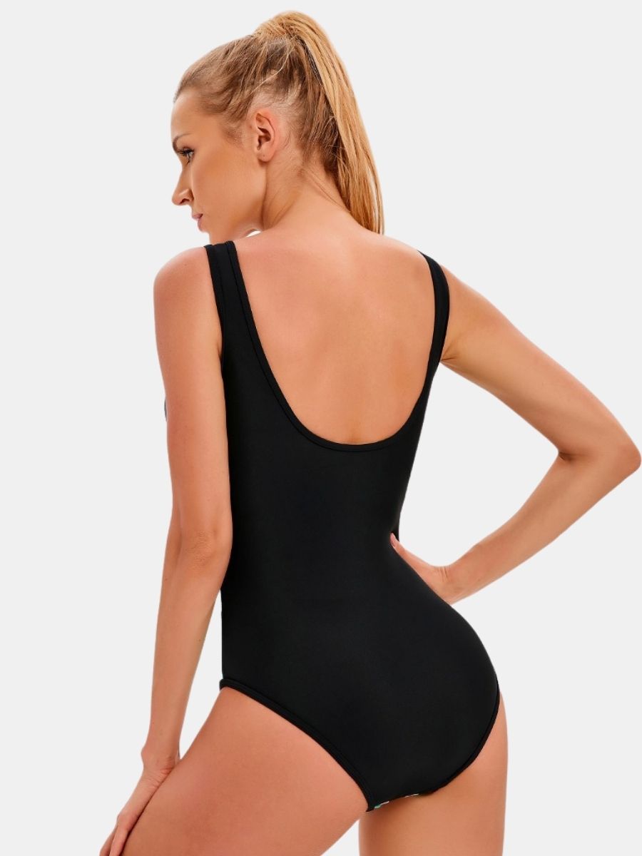 Colorblock Backless Women Athletic One-piece Sports Swimsuit