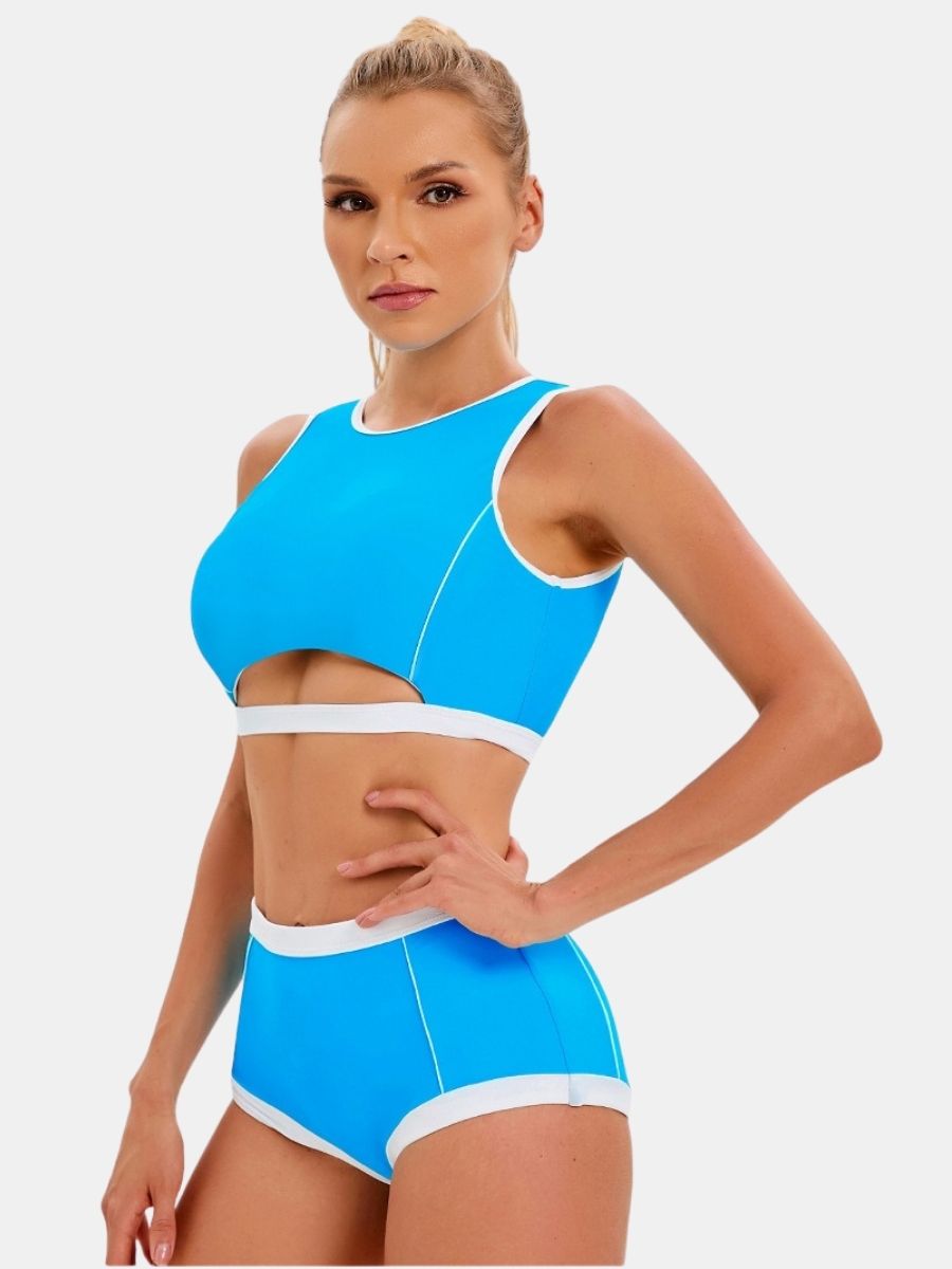 Cut Out Open-back Athletic Two-pieces Women Sports Swimsuit