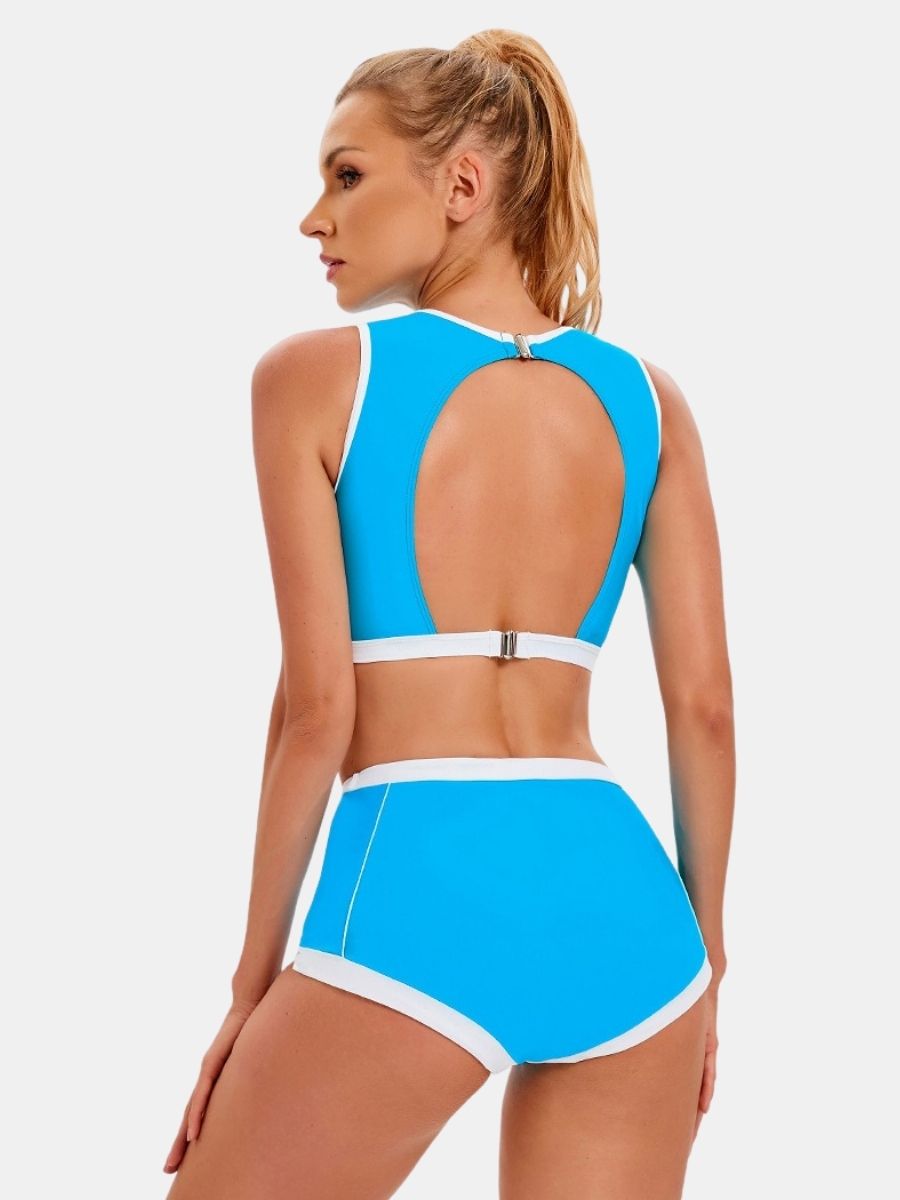 Cut Out Open-back Athletic Two-pieces Women Sports Swimsuit