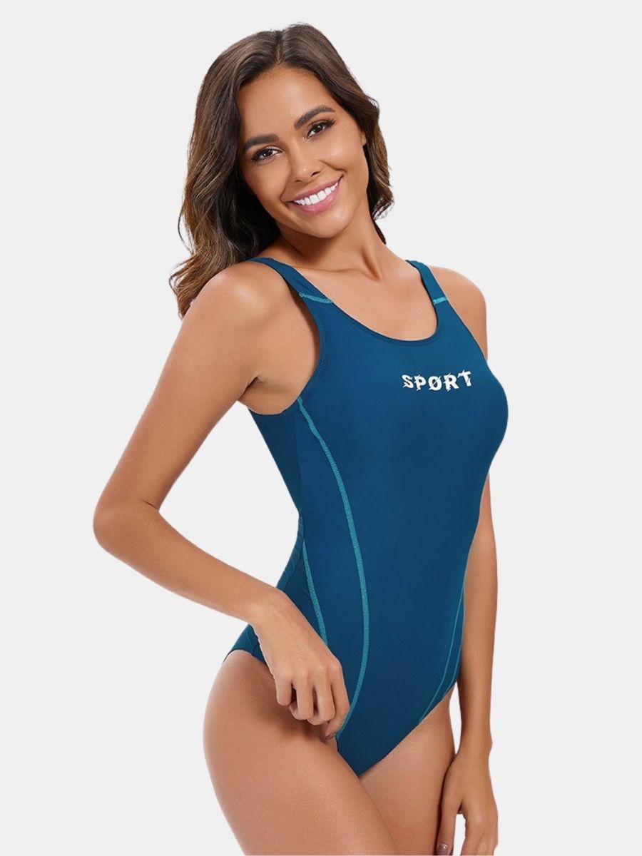 Low Back Athletic Women One-piece Sports Swimsuit