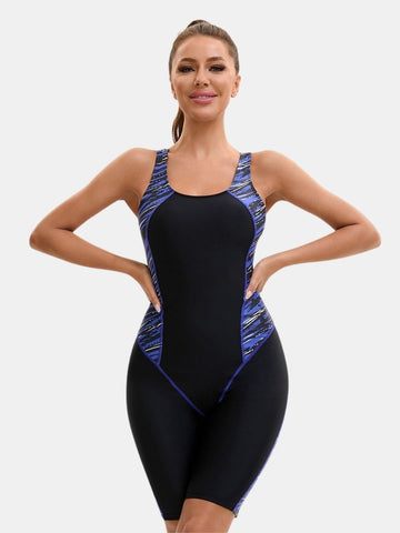 Open Back Boyleg Athletic Jumpsuit One-piece Women Sports Swimsuit