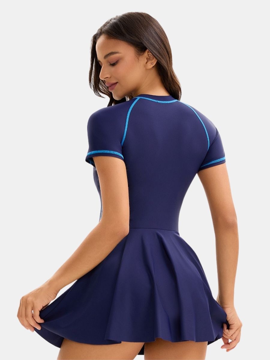 Front Zip Athletic One-piece Women Sports Swimdress