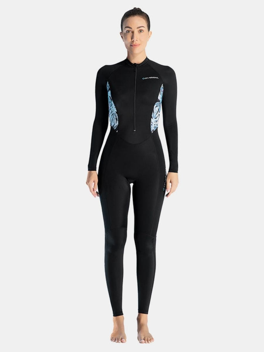 Lycra Women One-piece Front Zip Long Sleeve Diveskin Full Wetsuit