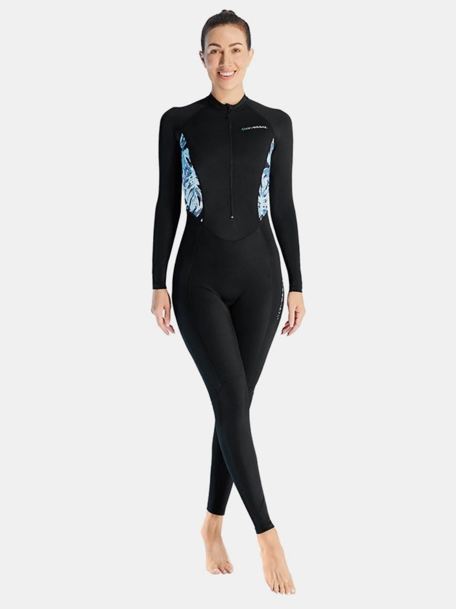 Lycra Women One-piece Front Zip Long Sleeve Diveskin Full Wetsuit