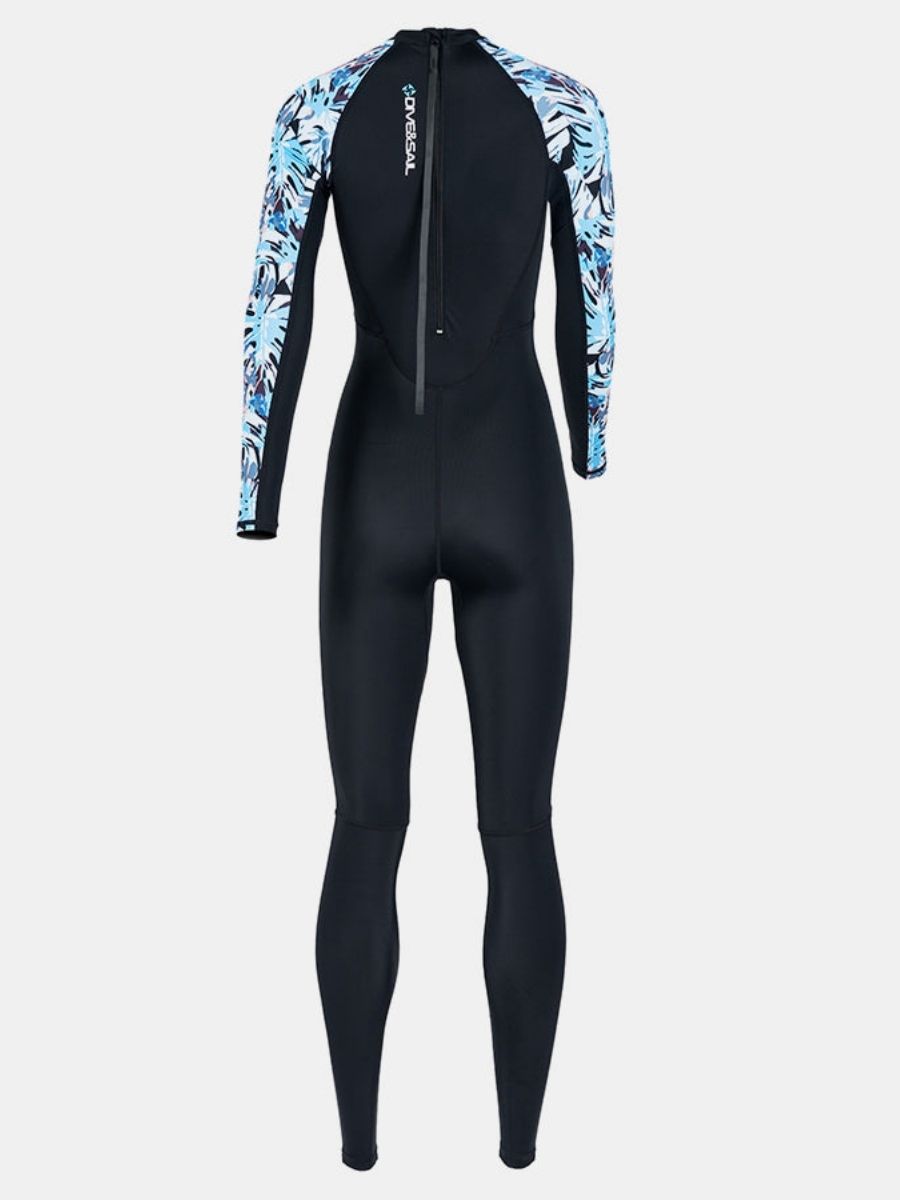 Floral Print One-Piece Long Sleeve Back Zip Women's Diveskin Full Wetsuit