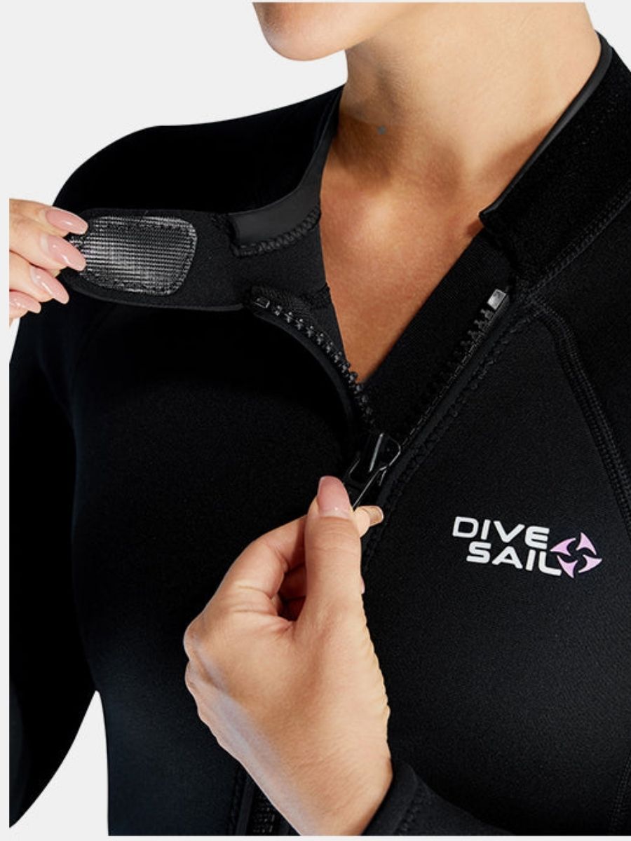 1.5mm Oblique Front Zipper Warm Surfing One-Piece Cold-Proof Full Wetsuit For Women