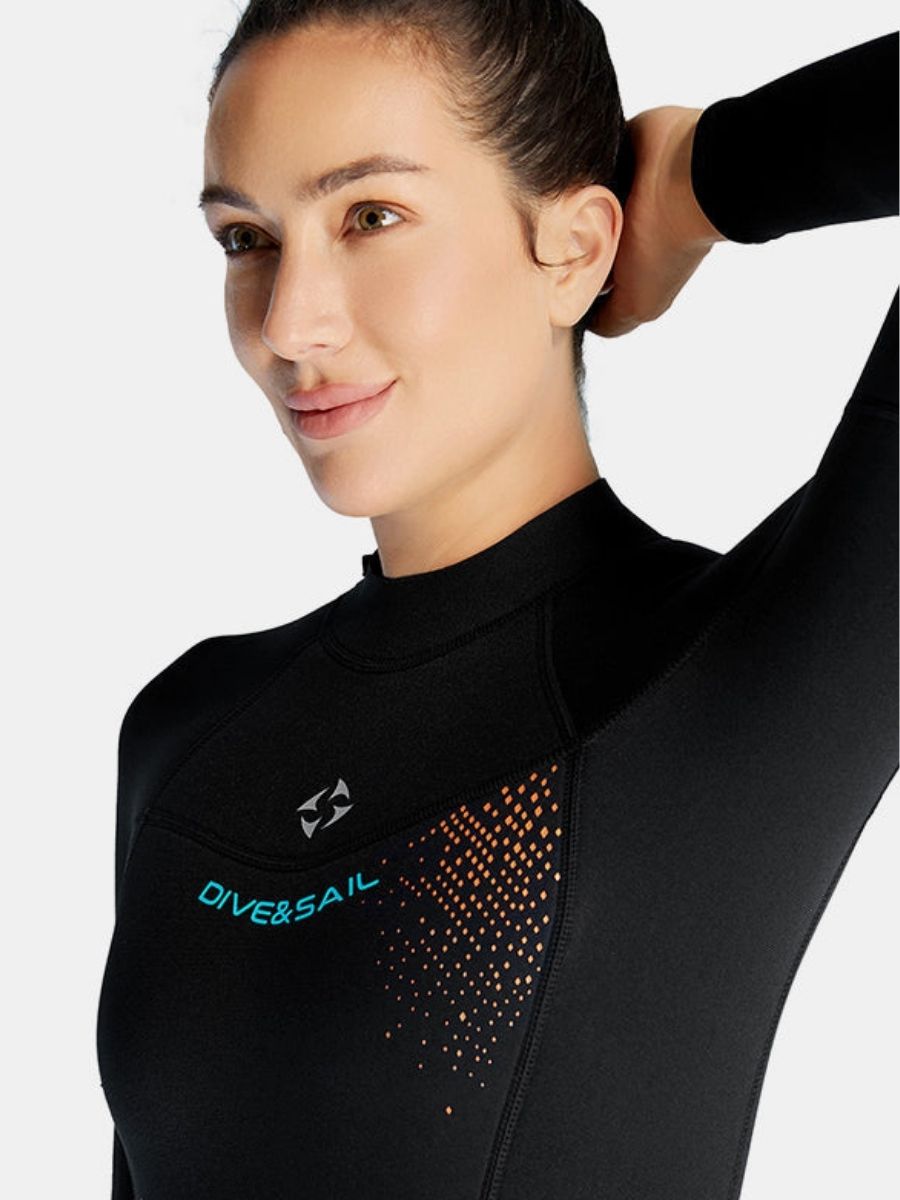 3mm Women's Back Zip Cold-Proof Long Sleeve One-Piece Full Wetsuit
