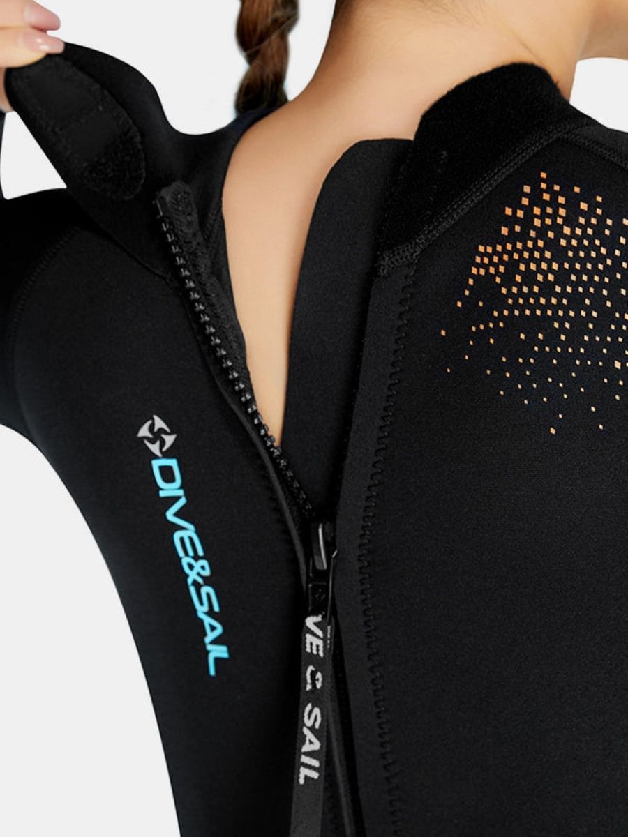 3mm Women's Back Zip Cold-Proof Long Sleeve One-Piece Full Wetsuit