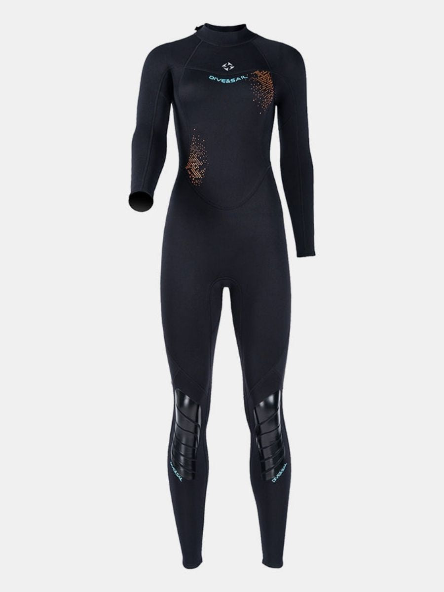 3mm Women's Back Zip Cold-Proof Long Sleeve One-Piece Full Wetsuit